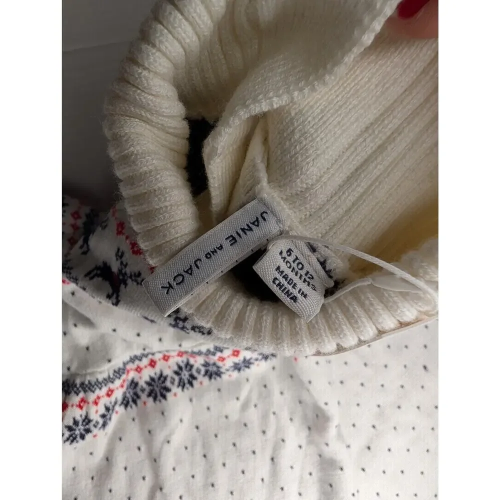 Janie and Jack Fair Isle Holiday Reindeer Sweater Dress - Picture 8 of 9